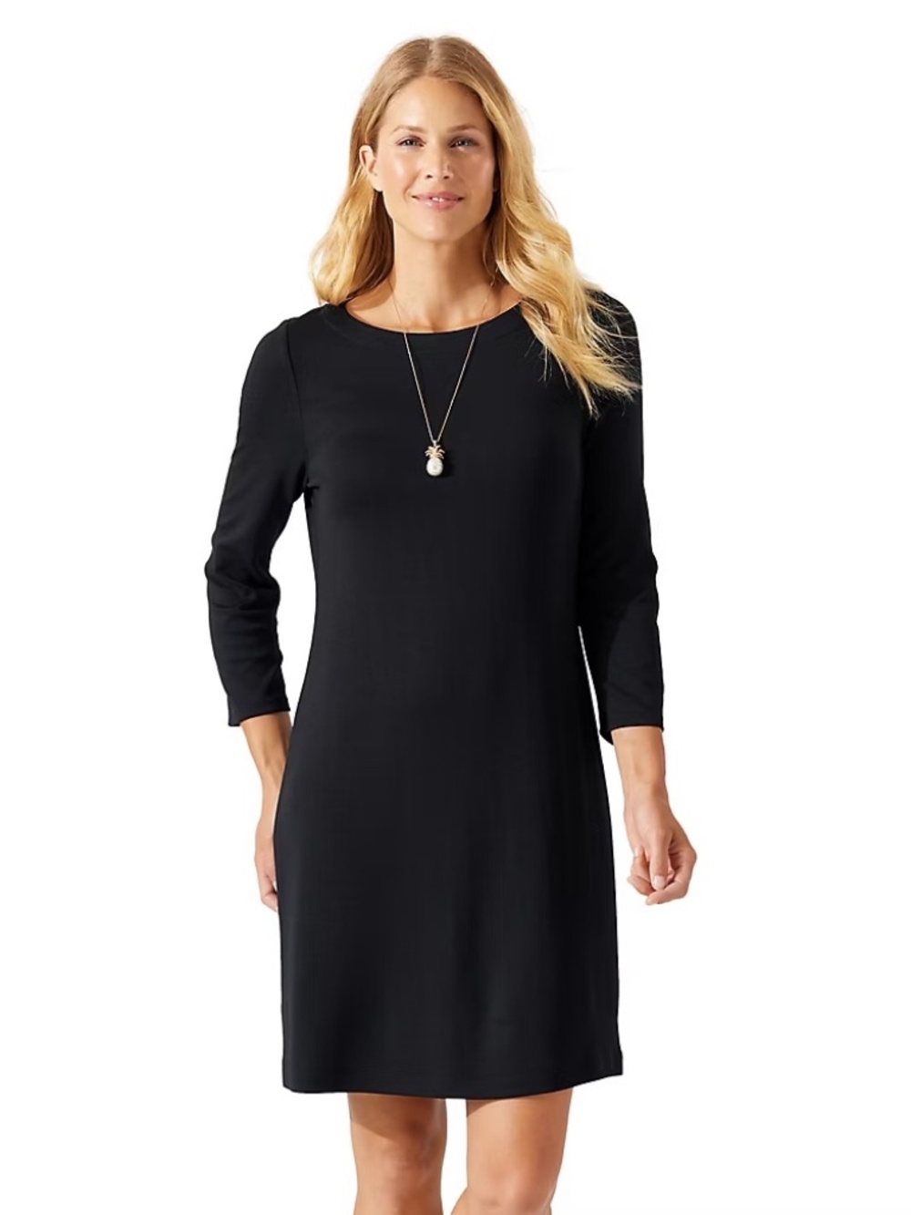 Tommy Bahama Darcy Black 3/4 Sleeve Shift Dress S